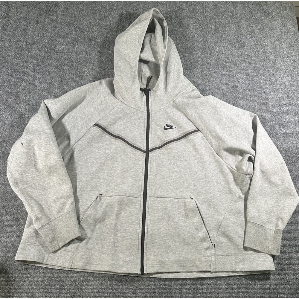 Nike Tech Fleece Windrunner Hoodie Womens 2X Plus Grey Full Zip DA2044-063